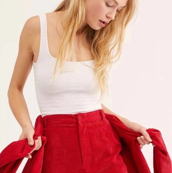 Free People Tops - Free People Square One White Ribbed Tank Top